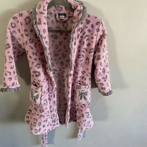 PL SLEEP Girls Pink Gray Animal Print Robe 5